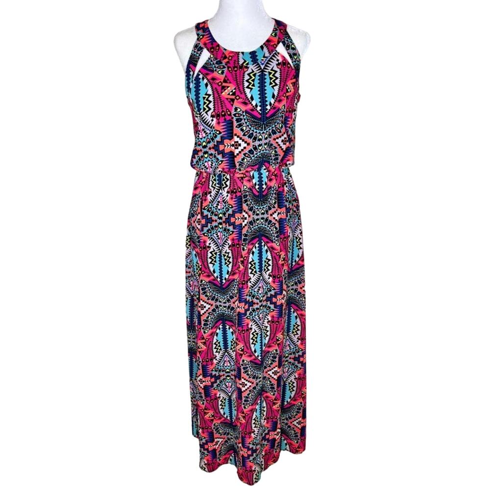 Xhilaration Aztec Maxi Dress Cutouts Small